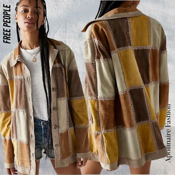 WE THE FREE EDIE CROCHET SUEDE LEATHER PATCHWORK JACKET NEW XL - Picture 3 of 10